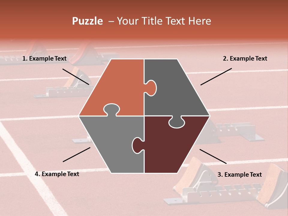 A Row Of Metal Ramps On A Red Tennis Court PowerPoint Template