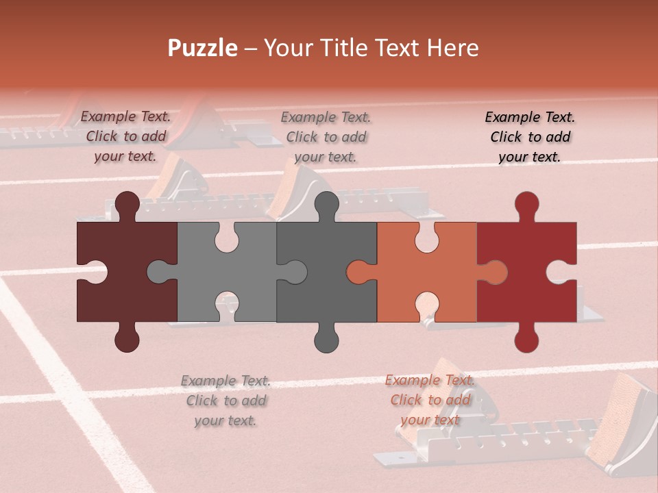 A Row Of Metal Ramps On A Red Tennis Court PowerPoint Template