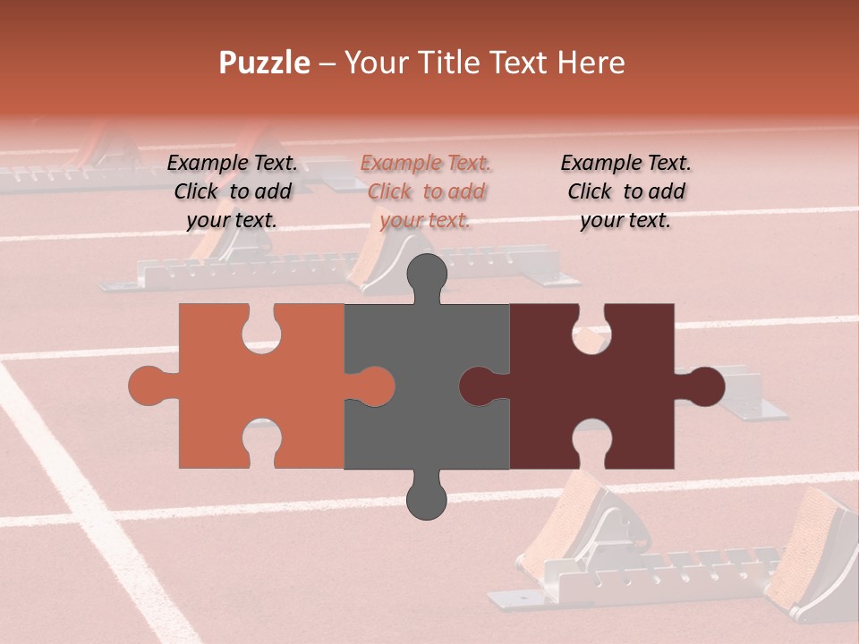 A Row Of Metal Ramps On A Red Tennis Court PowerPoint Template