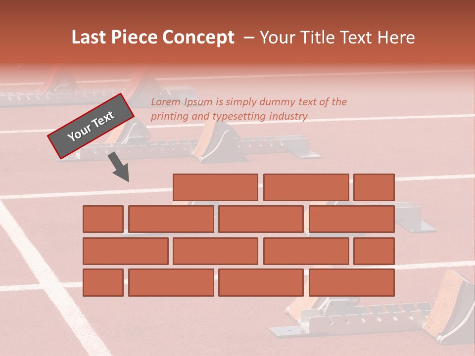 A Row Of Metal Ramps On A Red Tennis Court PowerPoint Template
