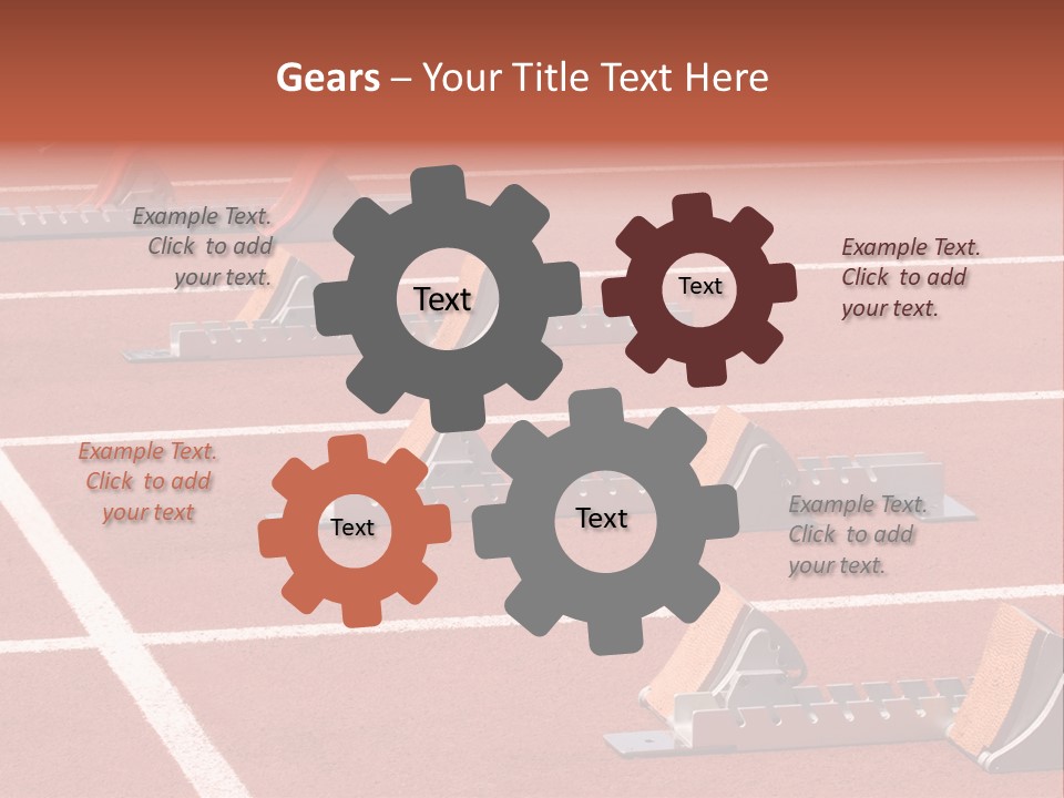 A Row Of Metal Ramps On A Red Tennis Court PowerPoint Template