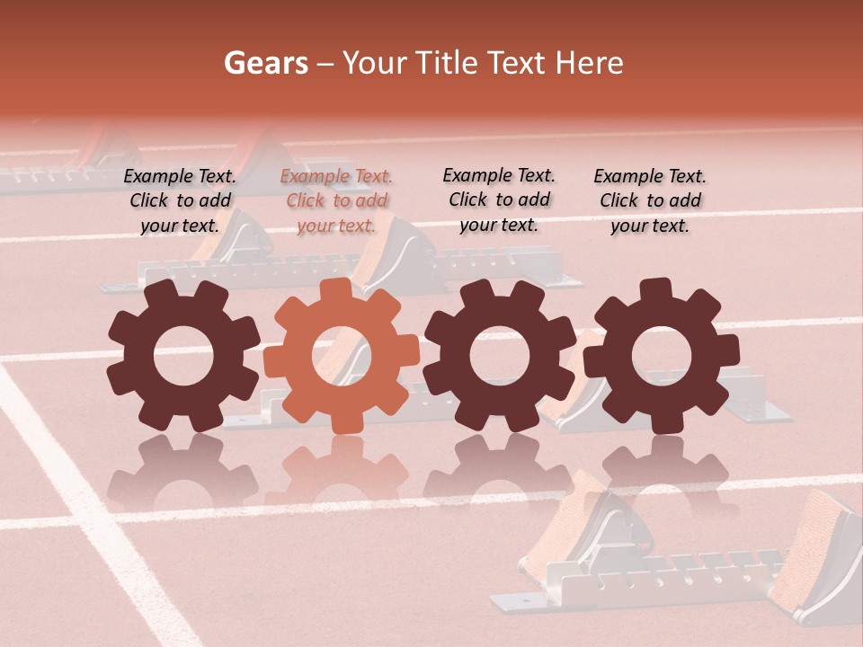 A Row Of Metal Ramps On A Red Tennis Court PowerPoint Template