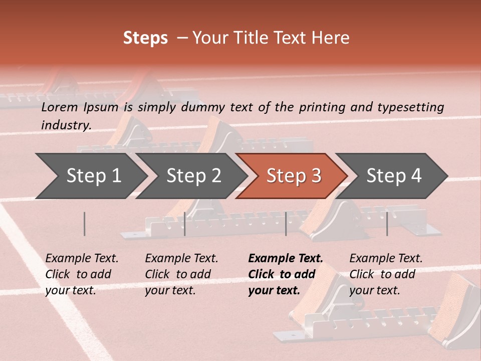 A Row Of Metal Ramps On A Red Tennis Court PowerPoint Template