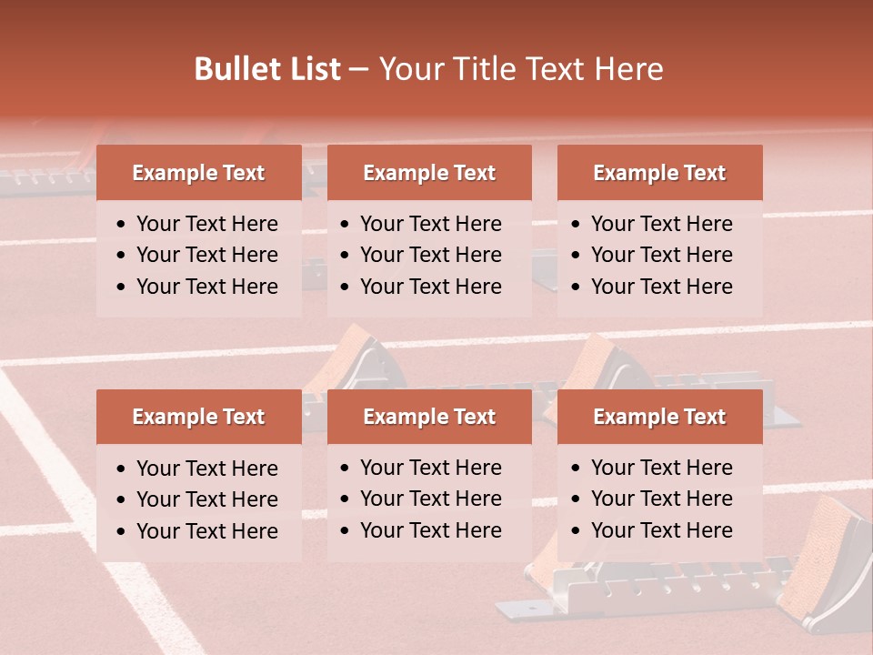 A Row Of Metal Ramps On A Red Tennis Court PowerPoint Template