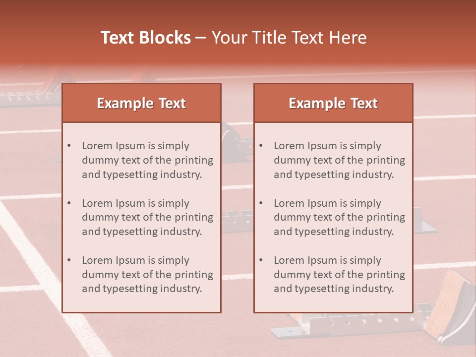 A Row Of Metal Ramps On A Red Tennis Court PowerPoint Template