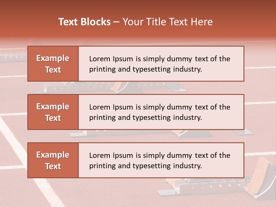 A Row Of Metal Ramps On A Red Tennis Court PowerPoint Template