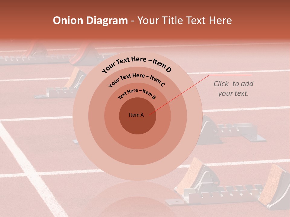 A Row Of Metal Ramps On A Red Tennis Court PowerPoint Template