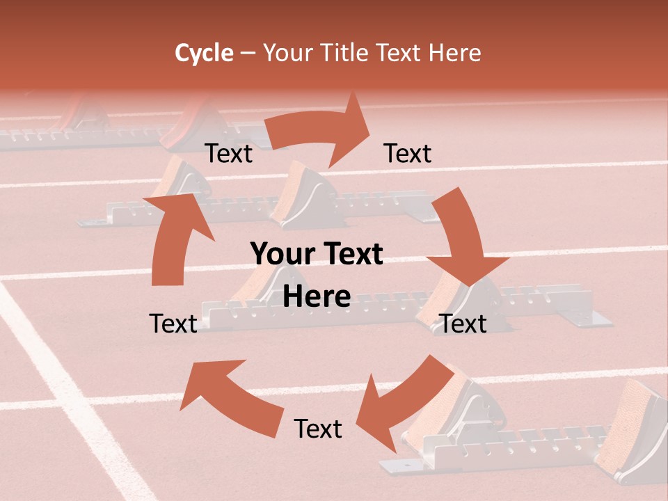 A Row Of Metal Ramps On A Red Tennis Court PowerPoint Template