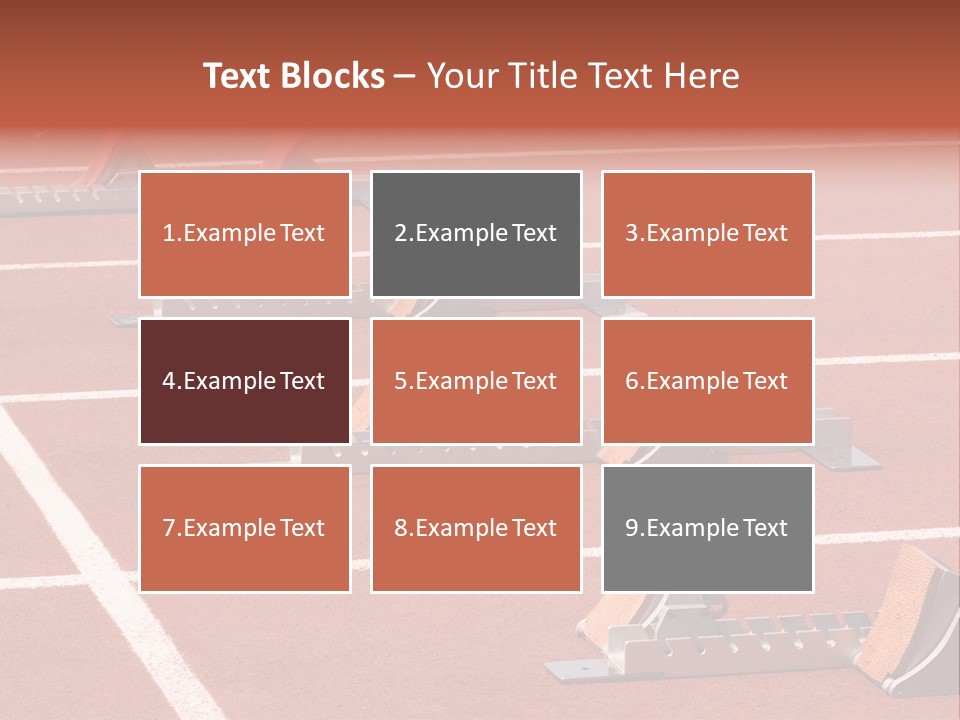 A Row Of Metal Ramps On A Red Tennis Court PowerPoint Template