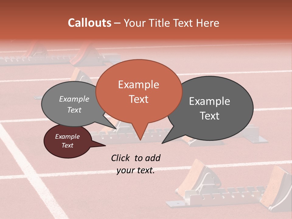 A Row Of Metal Ramps On A Red Tennis Court PowerPoint Template