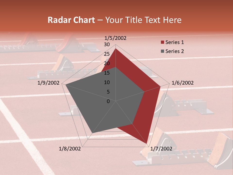 A Row Of Metal Ramps On A Red Tennis Court PowerPoint Template