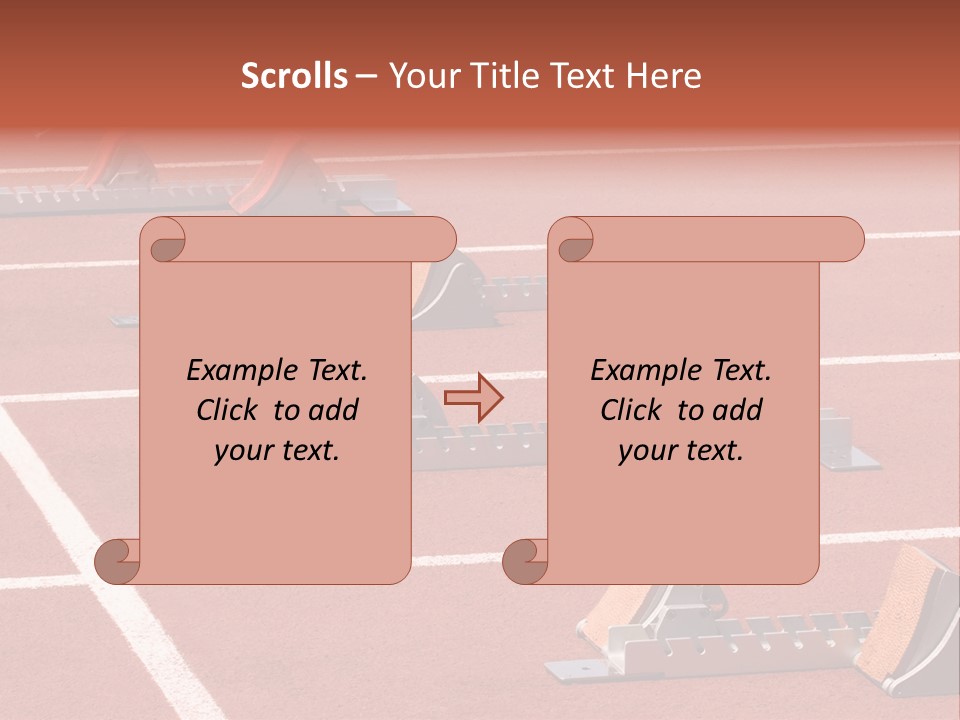 A Row Of Metal Ramps On A Red Tennis Court PowerPoint Template