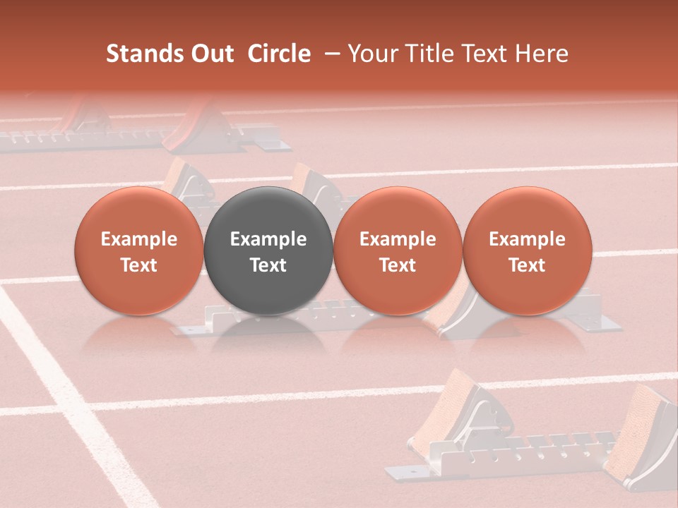 A Row Of Metal Ramps On A Red Tennis Court PowerPoint Template