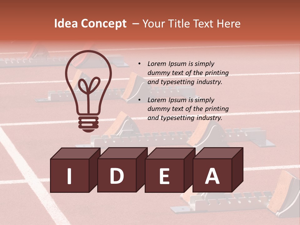 A Row Of Metal Ramps On A Red Tennis Court PowerPoint Template