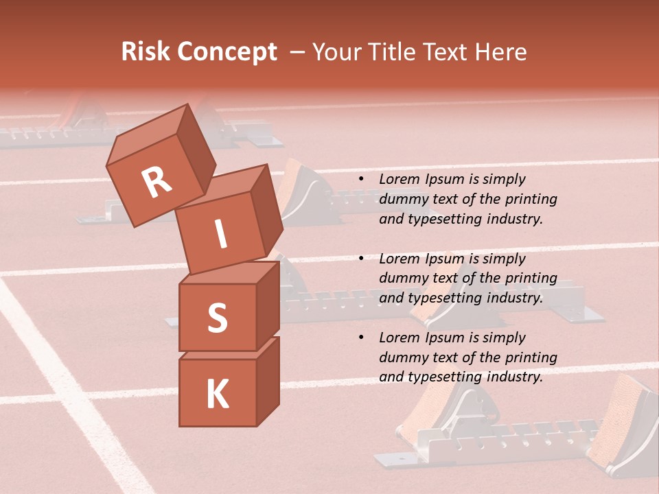 A Row Of Metal Ramps On A Red Tennis Court PowerPoint Template