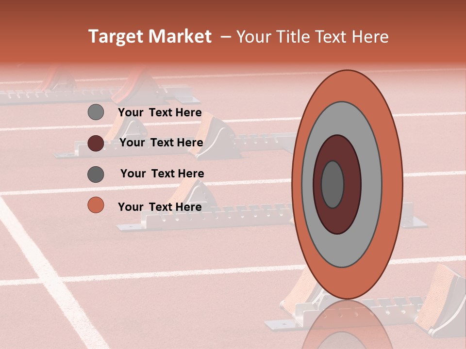 A Row Of Metal Ramps On A Red Tennis Court PowerPoint Template