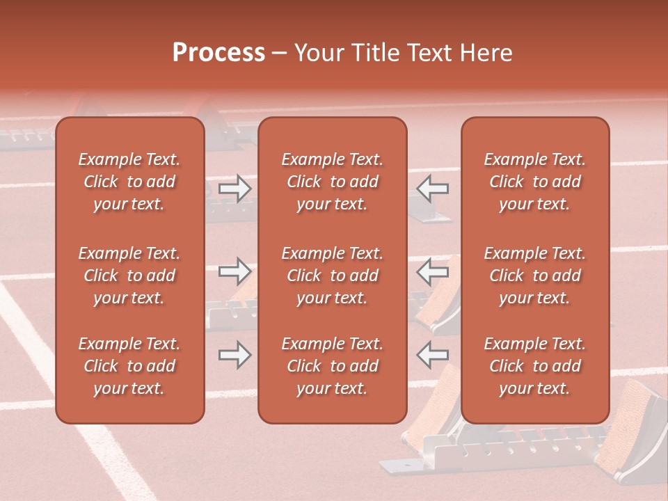 A Row Of Metal Ramps On A Red Tennis Court PowerPoint Template