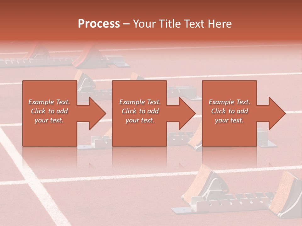 A Row Of Metal Ramps On A Red Tennis Court PowerPoint Template