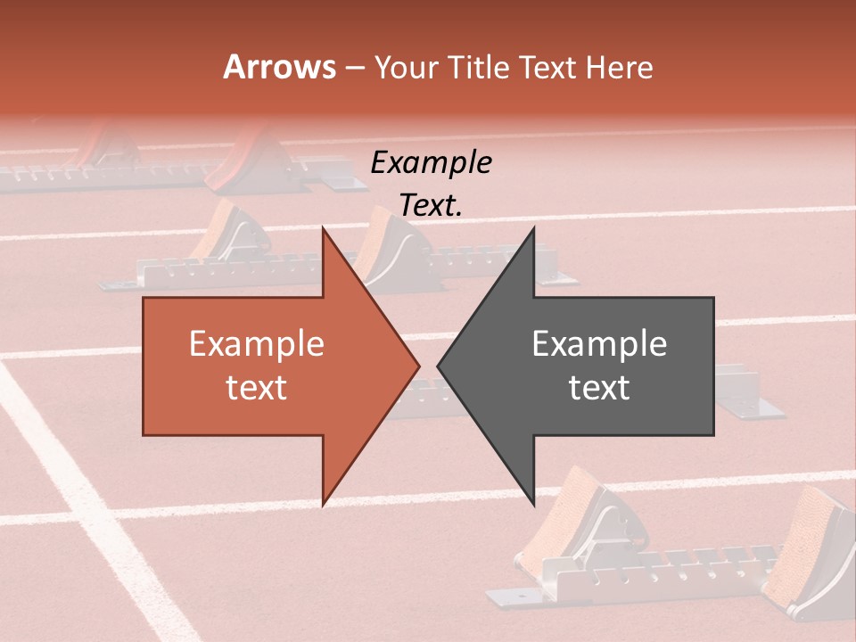 A Row Of Metal Ramps On A Red Tennis Court PowerPoint Template