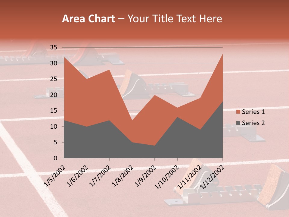A Row Of Metal Ramps On A Red Tennis Court PowerPoint Template