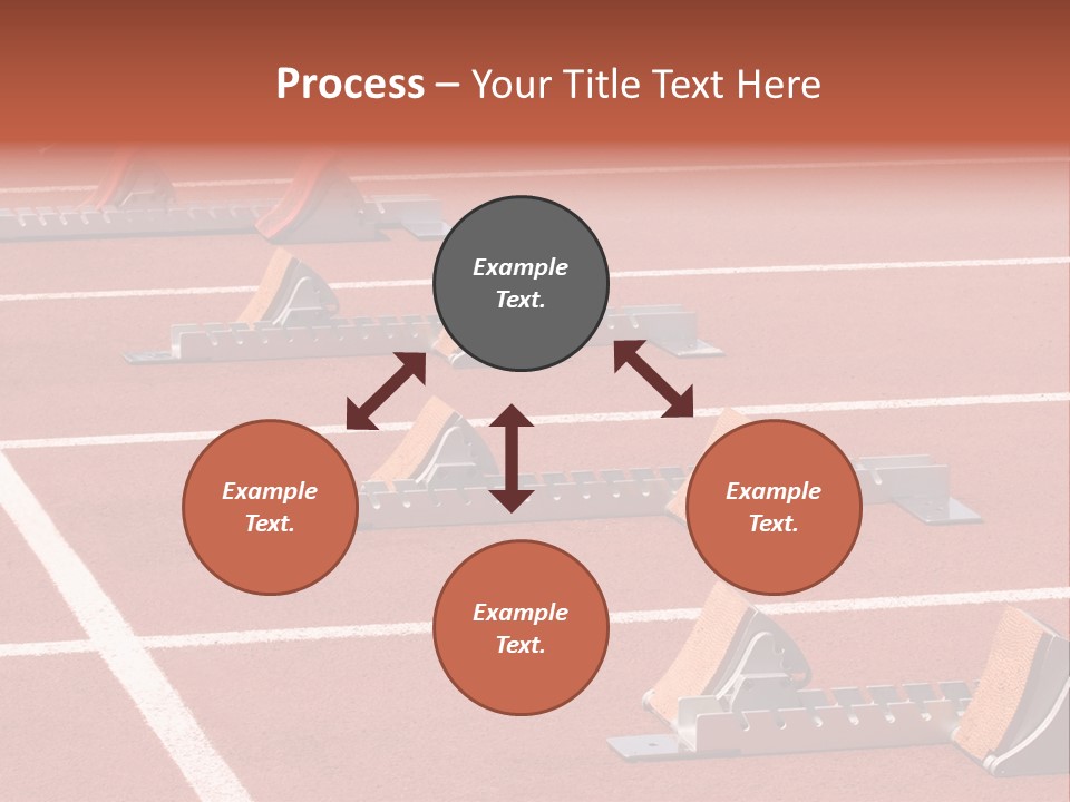 A Row Of Metal Ramps On A Red Tennis Court PowerPoint Template