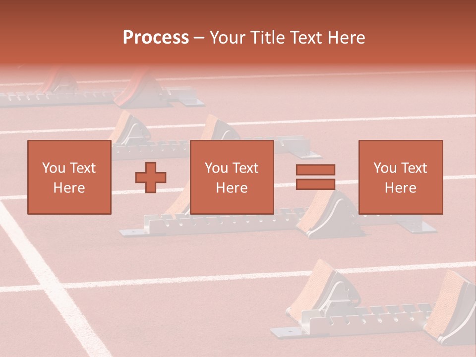 A Row Of Metal Ramps On A Red Tennis Court PowerPoint Template