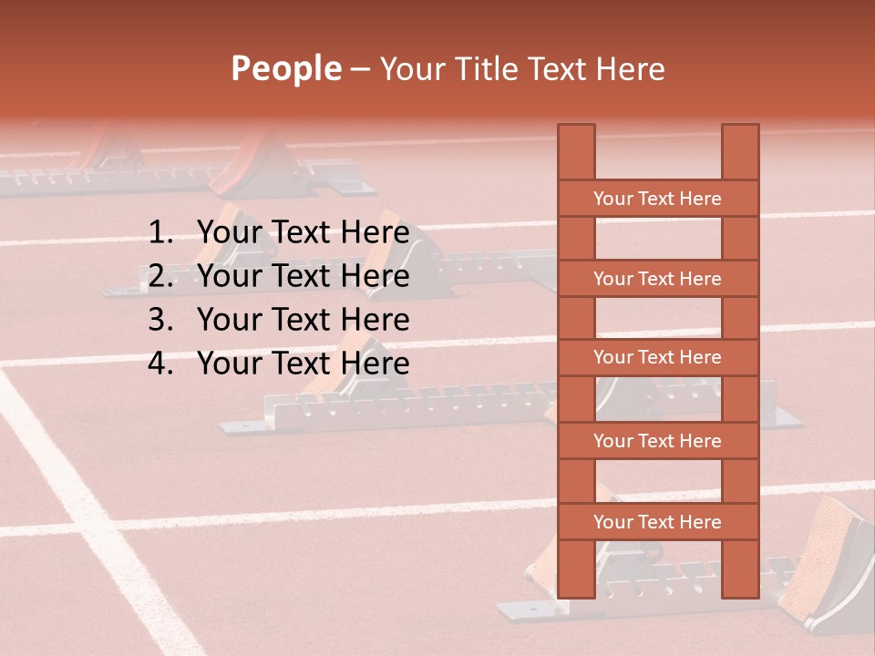 A Row Of Metal Ramps On A Red Tennis Court PowerPoint Template