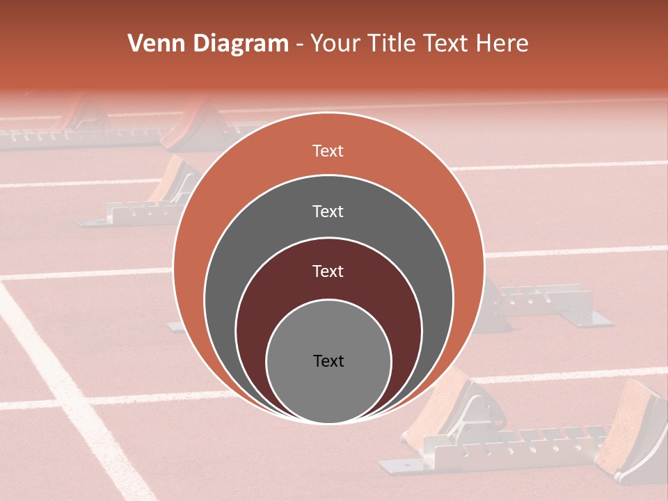 A Row Of Metal Ramps On A Red Tennis Court PowerPoint Template