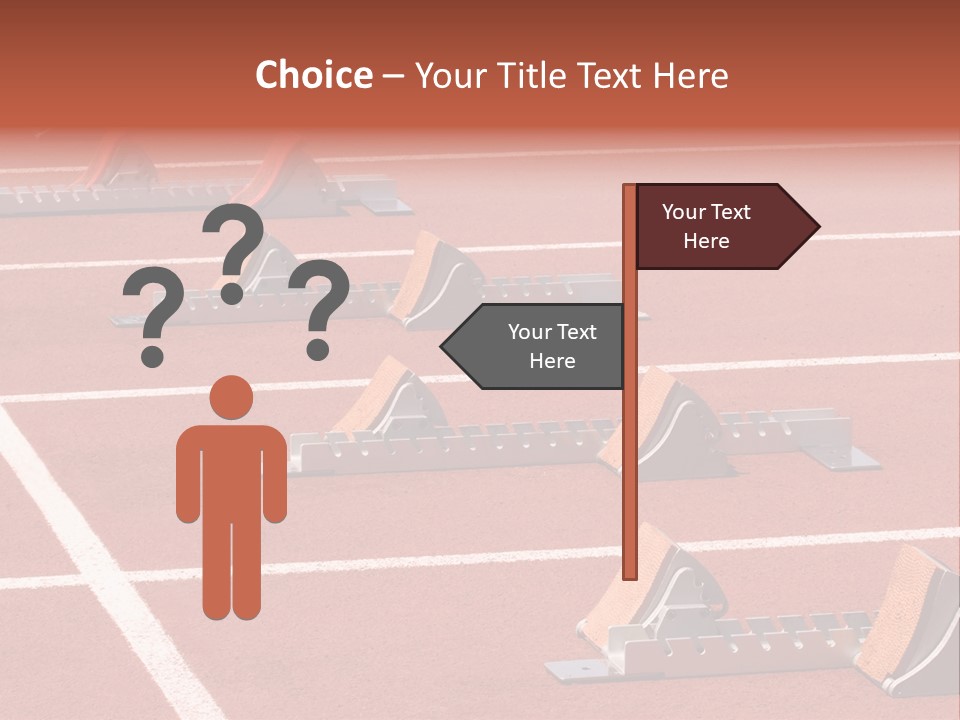 A Row Of Metal Ramps On A Red Tennis Court PowerPoint Template