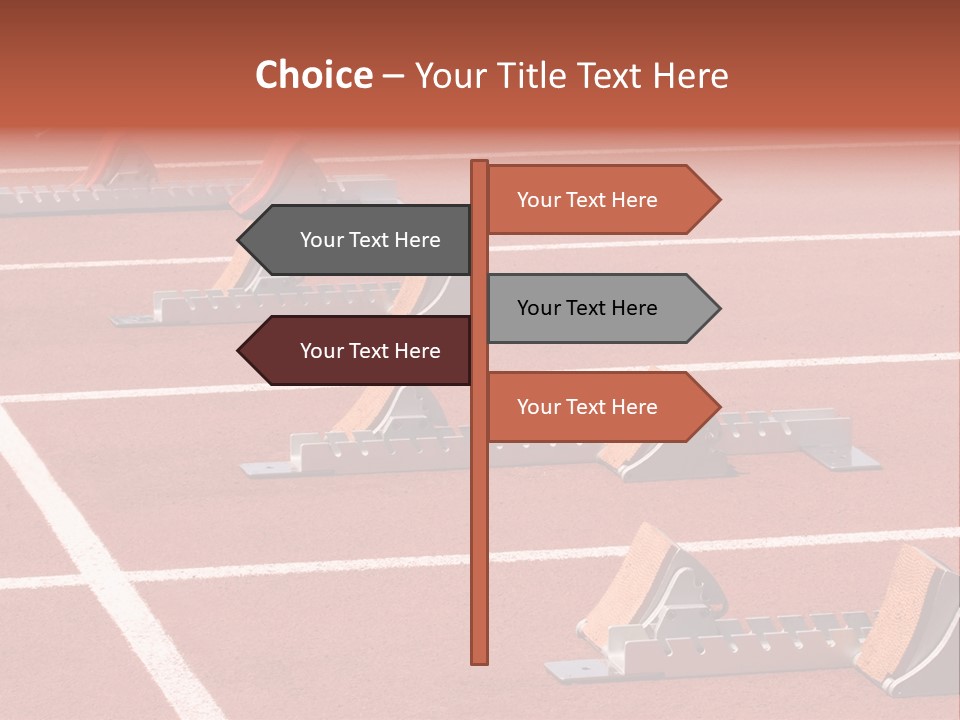 A Row Of Metal Ramps On A Red Tennis Court PowerPoint Template