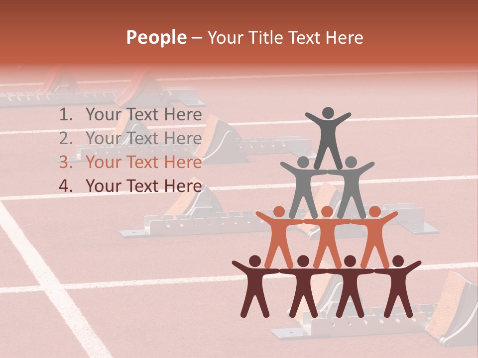 A Row Of Metal Ramps On A Red Tennis Court PowerPoint Template