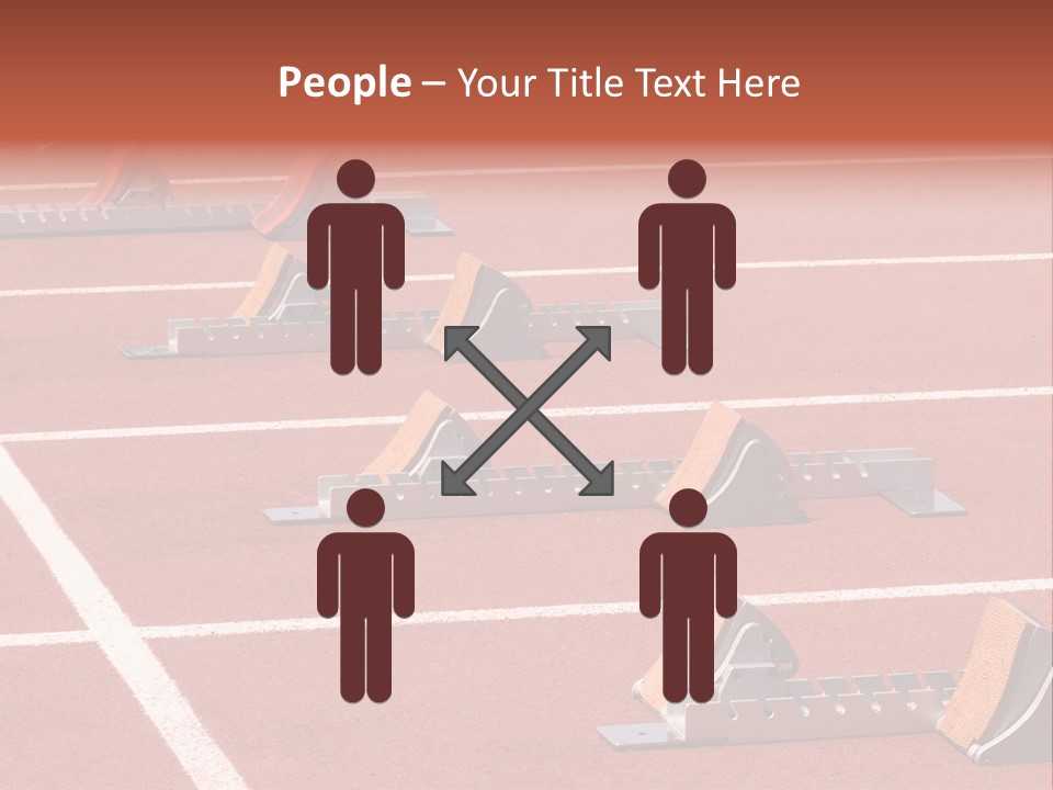 A Row Of Metal Ramps On A Red Tennis Court PowerPoint Template