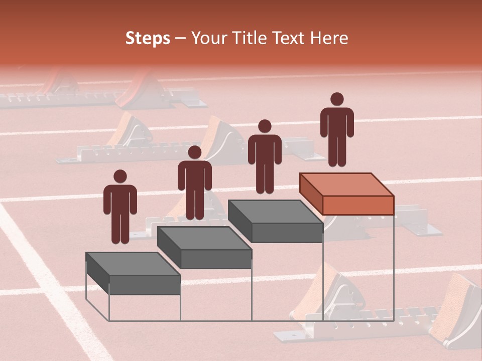 A Row Of Metal Ramps On A Red Tennis Court PowerPoint Template