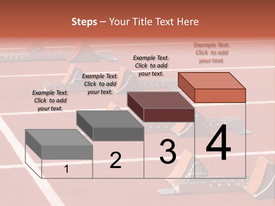 A Row Of Metal Ramps On A Red Tennis Court PowerPoint Template