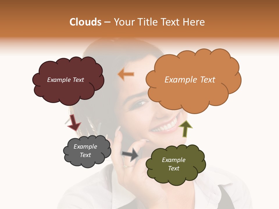 Young Woman With Big Amazaing Smile Speaking On Cell Phone PowerPoint Template