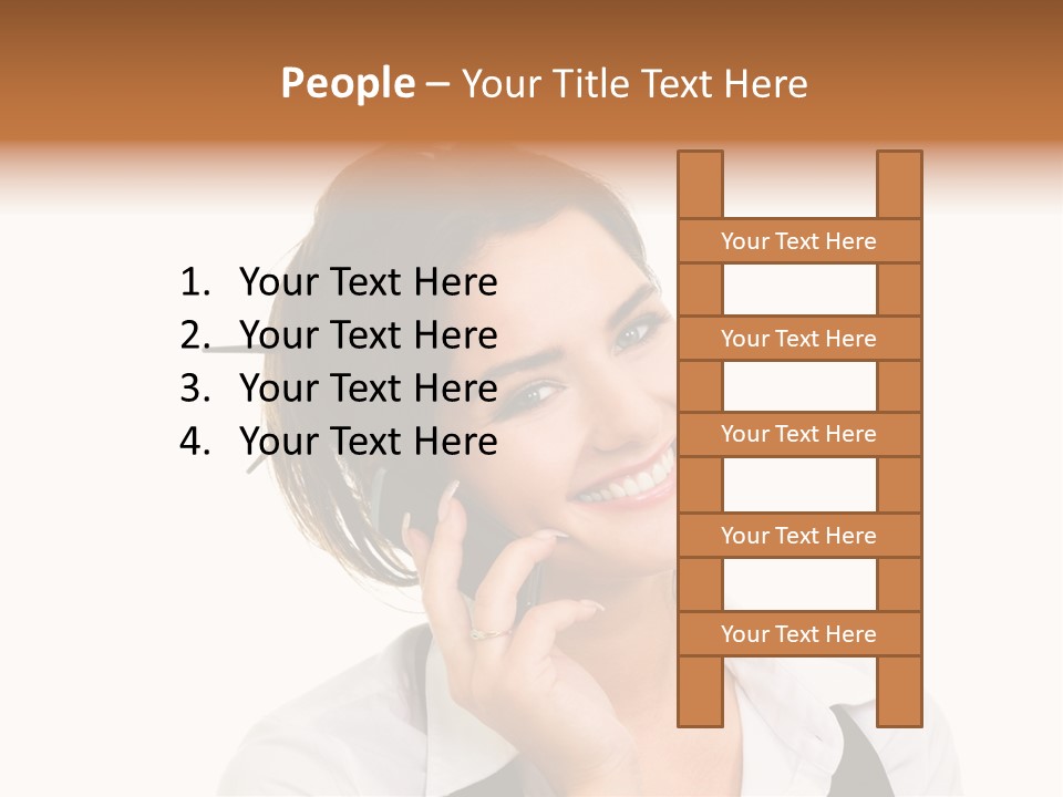 Young Woman With Big Amazaing Smile Speaking On Cell Phone PowerPoint Template