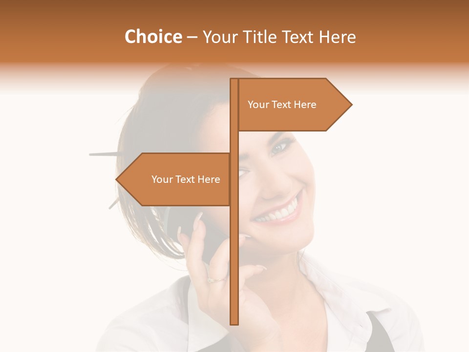 Young Woman With Big Amazaing Smile Speaking On Cell Phone PowerPoint Template