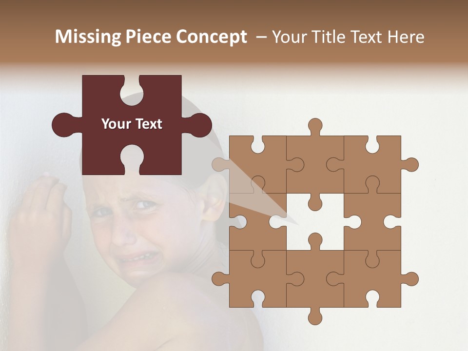 A Caucasian Girl Crying And Upset With Hands Against A Wall PowerPoint Template