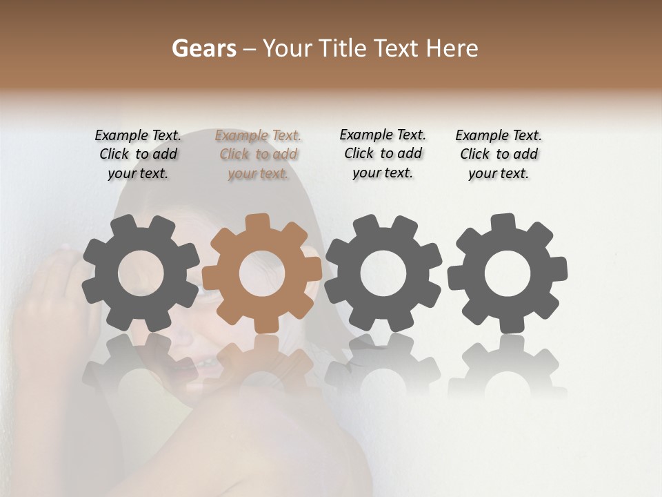 A Caucasian Girl Crying And Upset With Hands Against A Wall PowerPoint Template