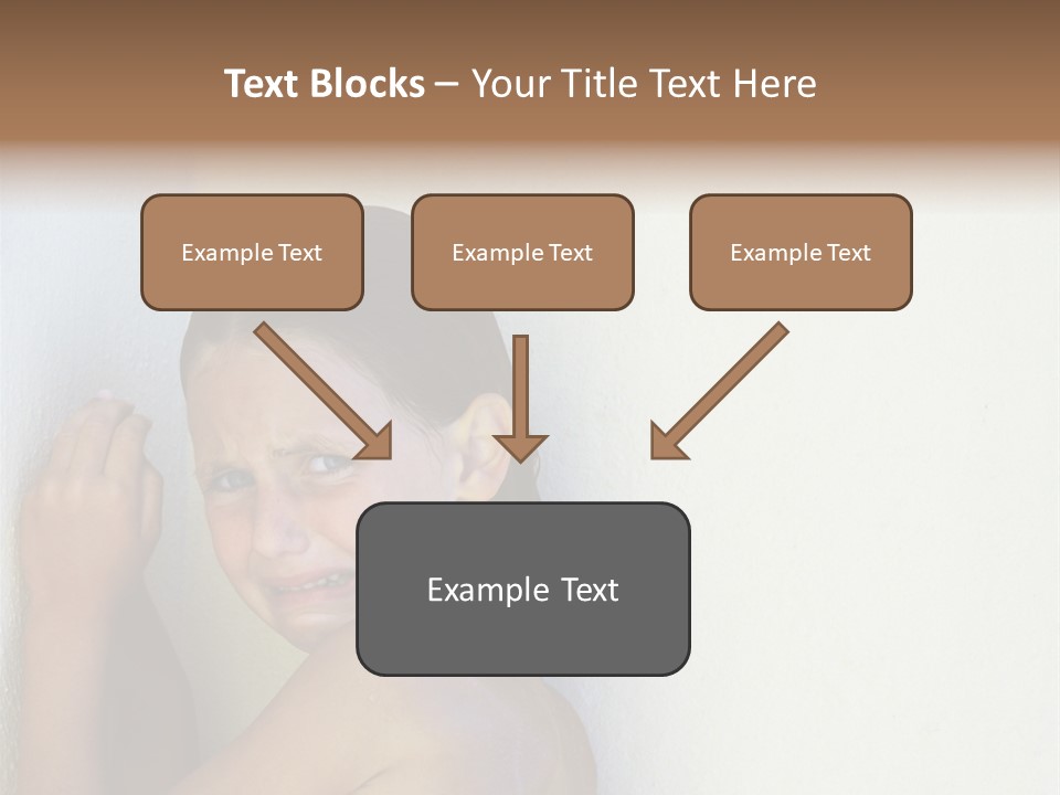 A Caucasian Girl Crying And Upset With Hands Against A Wall PowerPoint Template