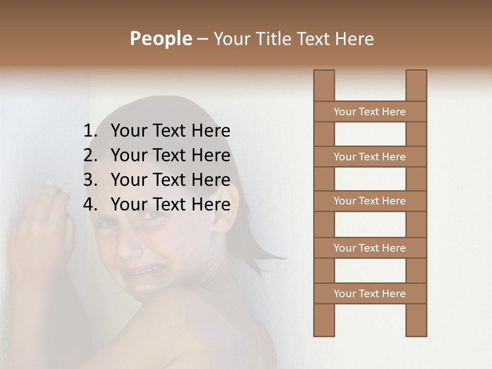 A Caucasian Girl Crying And Upset With Hands Against A Wall PowerPoint Template