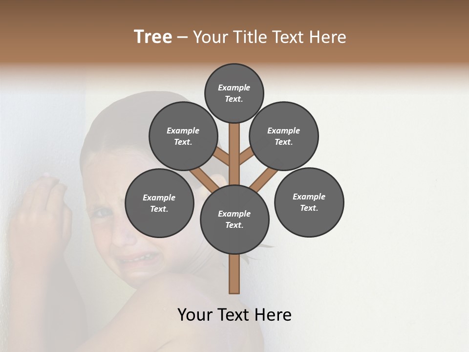 A Caucasian Girl Crying And Upset With Hands Against A Wall PowerPoint Template