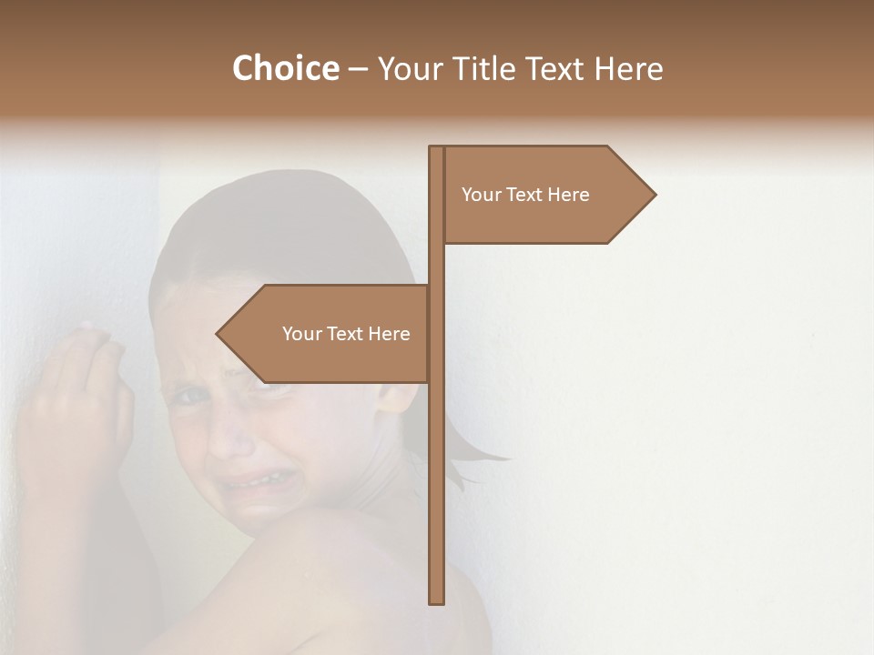 A Caucasian Girl Crying And Upset With Hands Against A Wall PowerPoint Template