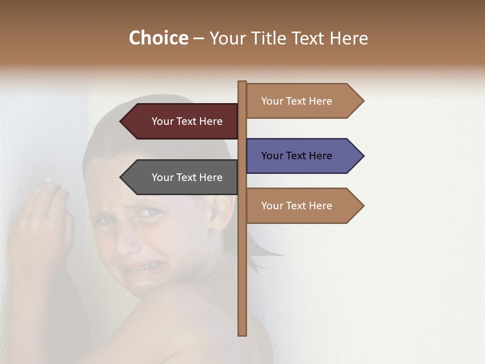 A Caucasian Girl Crying And Upset With Hands Against A Wall PowerPoint Template