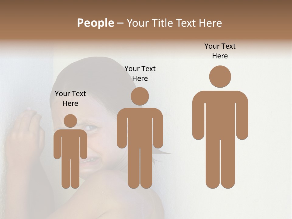 A Caucasian Girl Crying And Upset With Hands Against A Wall PowerPoint Template