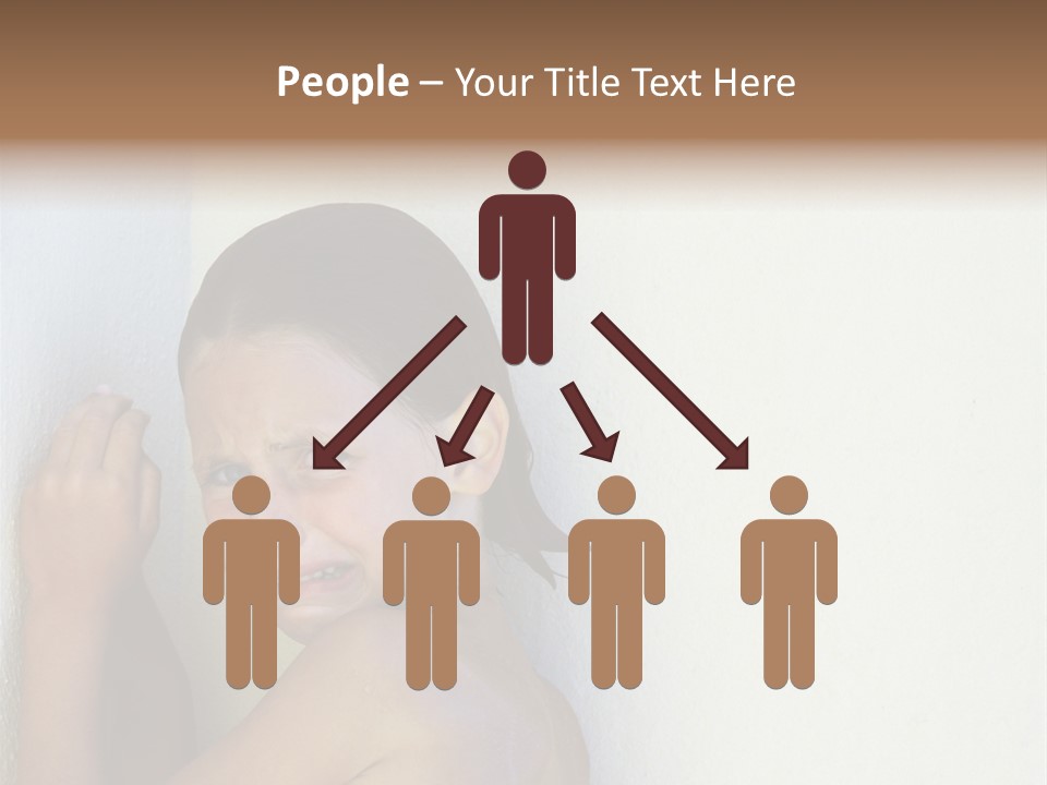 A Caucasian Girl Crying And Upset With Hands Against A Wall PowerPoint Template