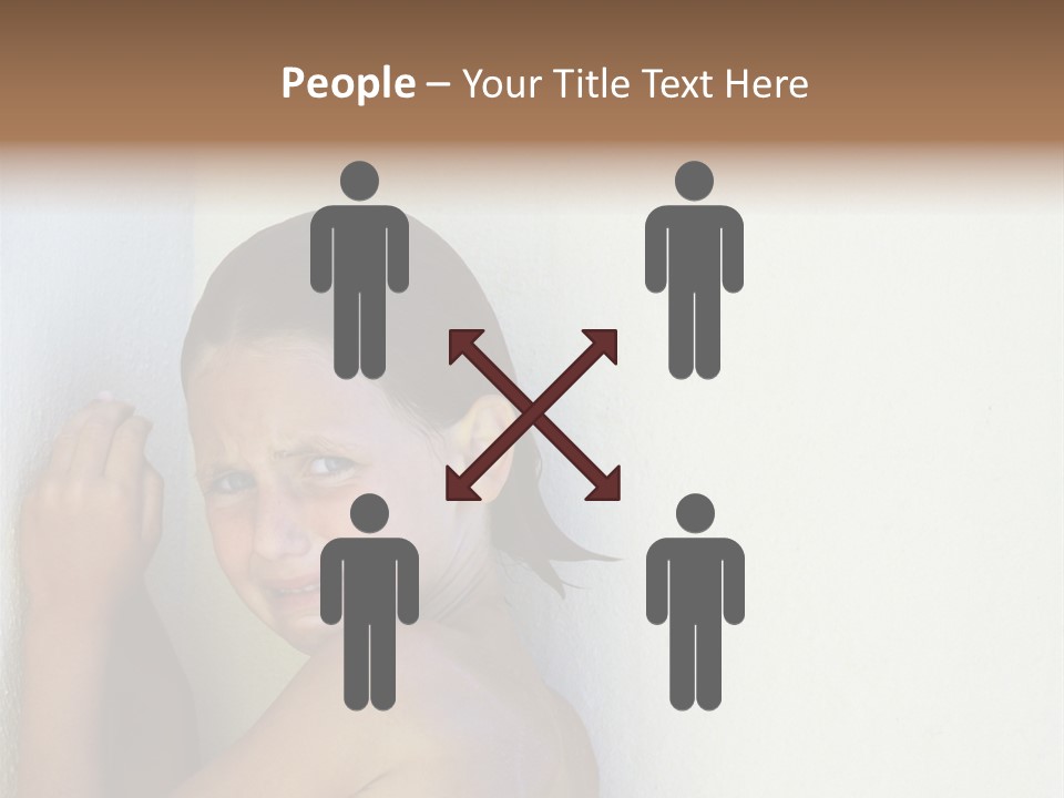 A Caucasian Girl Crying And Upset With Hands Against A Wall PowerPoint Template