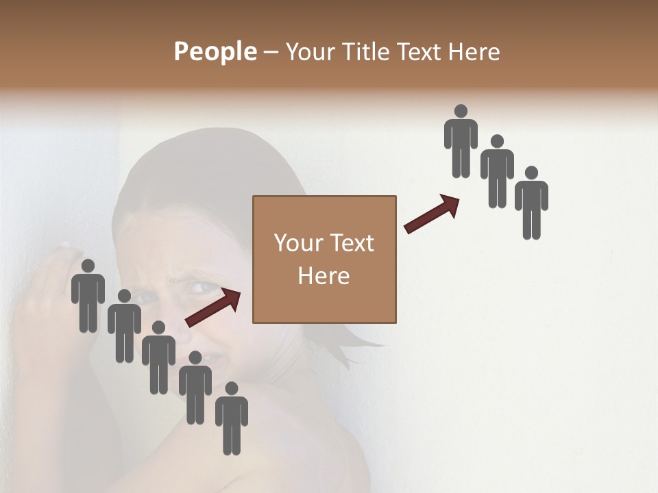 A Caucasian Girl Crying And Upset With Hands Against A Wall PowerPoint Template