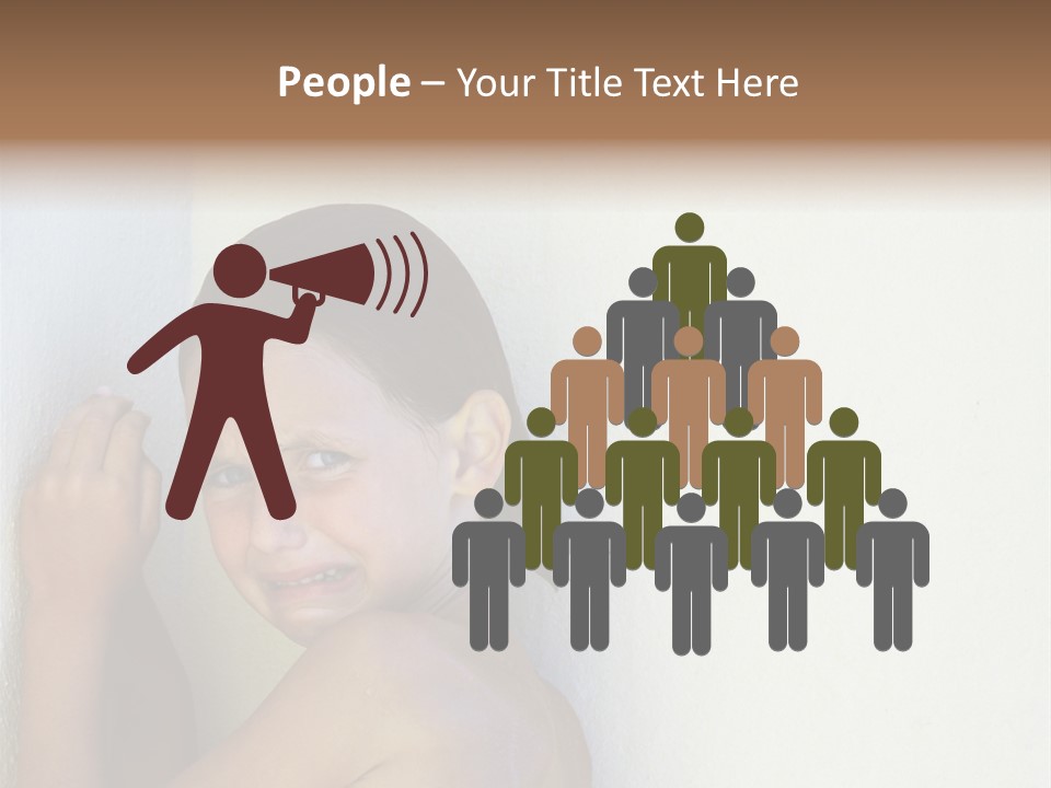 A Caucasian Girl Crying And Upset With Hands Against A Wall PowerPoint Template