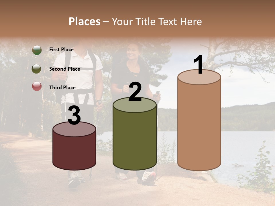 A Couple Walking On Trail With Backpacks PowerPoint Template